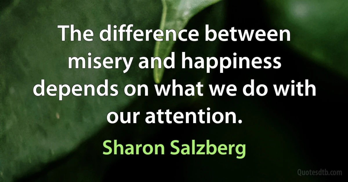 The difference between misery and happiness depends on what we do with our attention. (Sharon Salzberg)