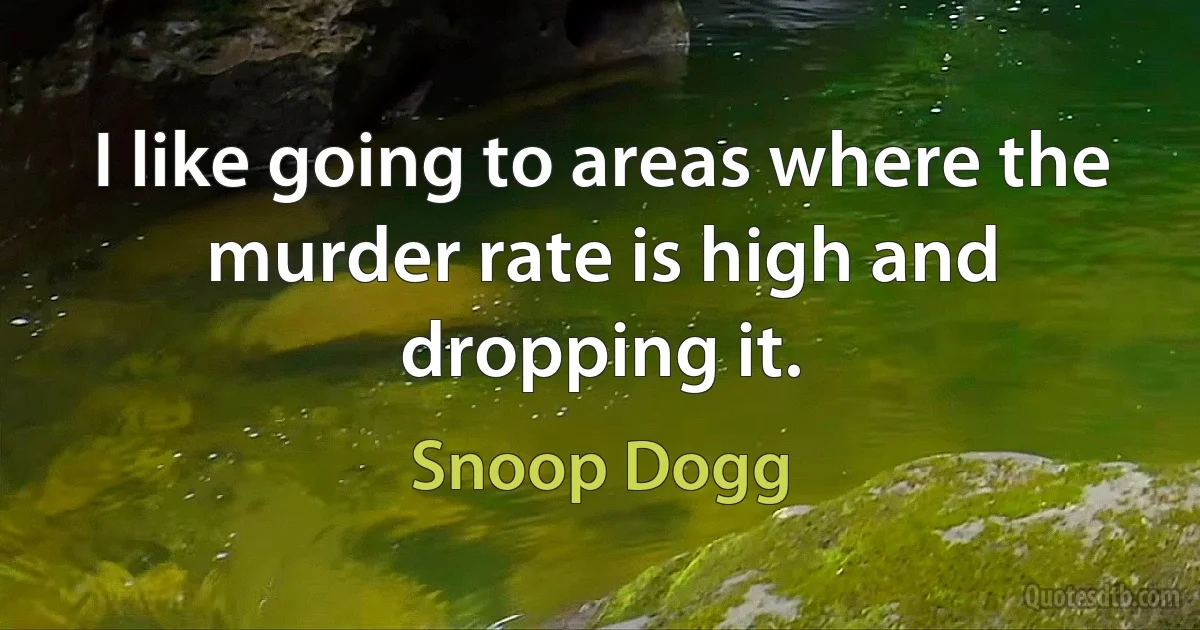 I like going to areas where the murder rate is high and dropping it. (Snoop Dogg)