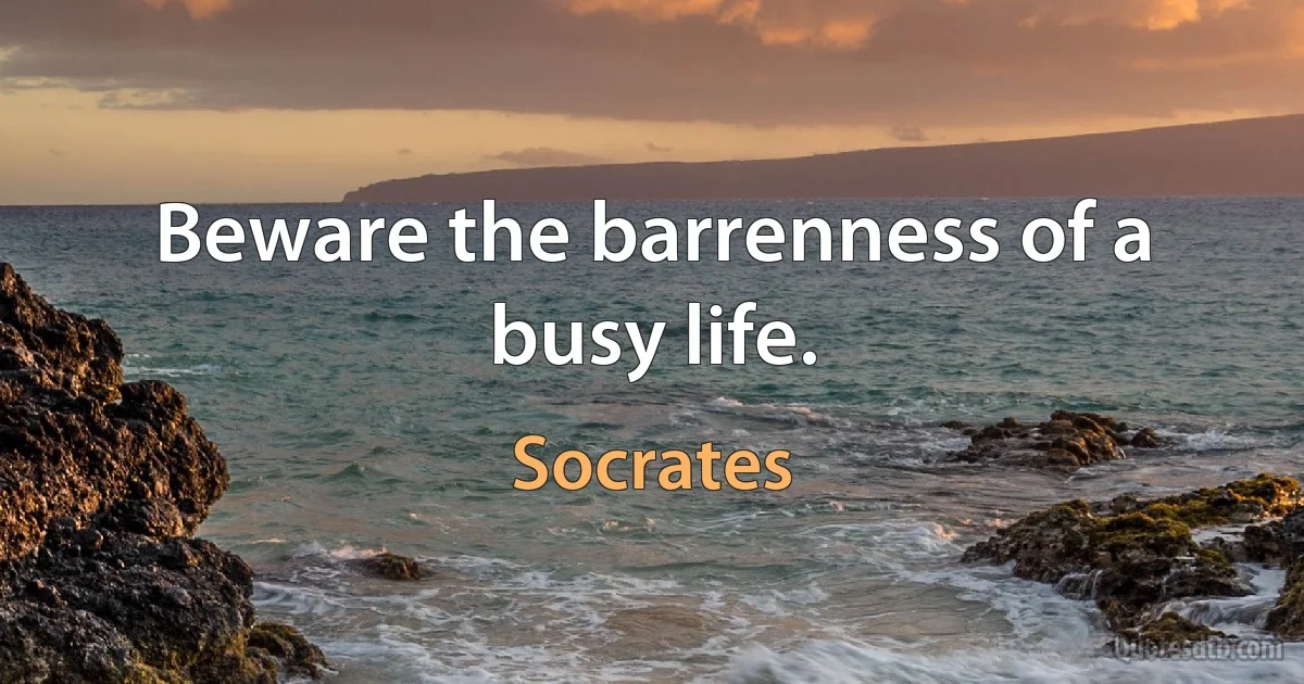 Beware the barrenness of a busy life. (Socrates)