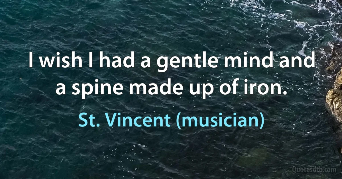 I wish I had a gentle mind and a spine made up of iron. (St. Vincent (musician))