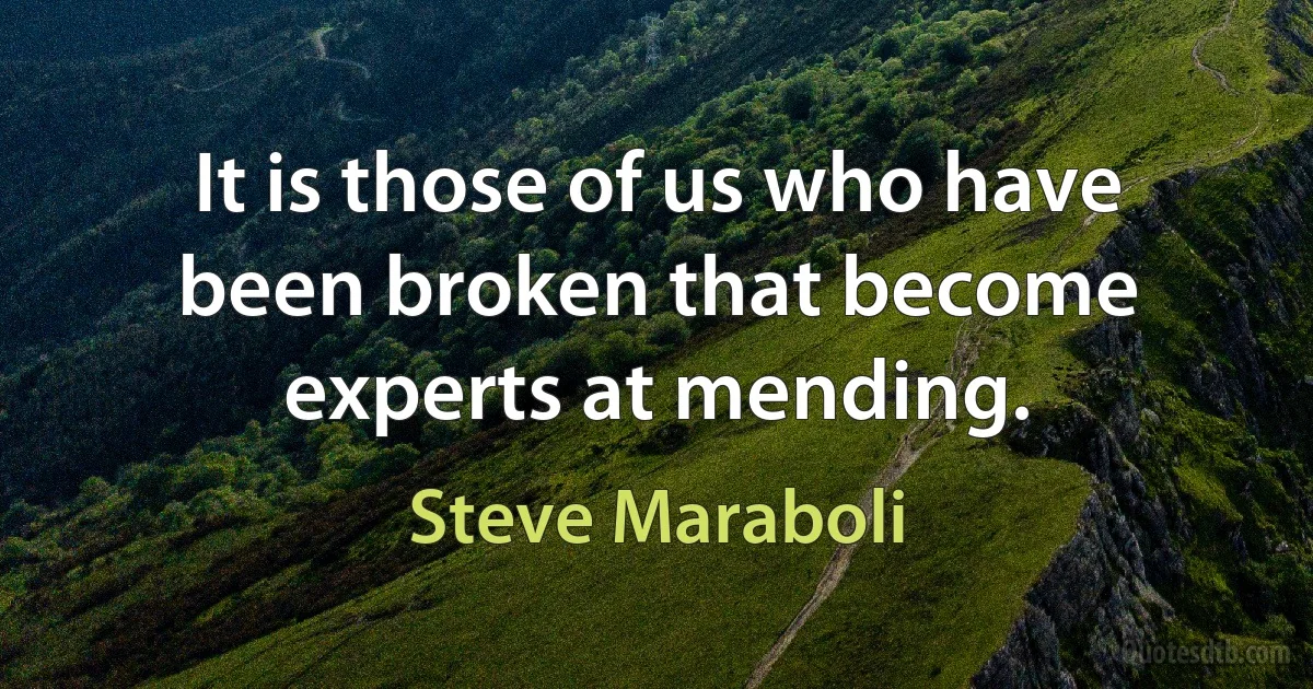 It is those of us who have been broken that become experts at mending. (Steve Maraboli)