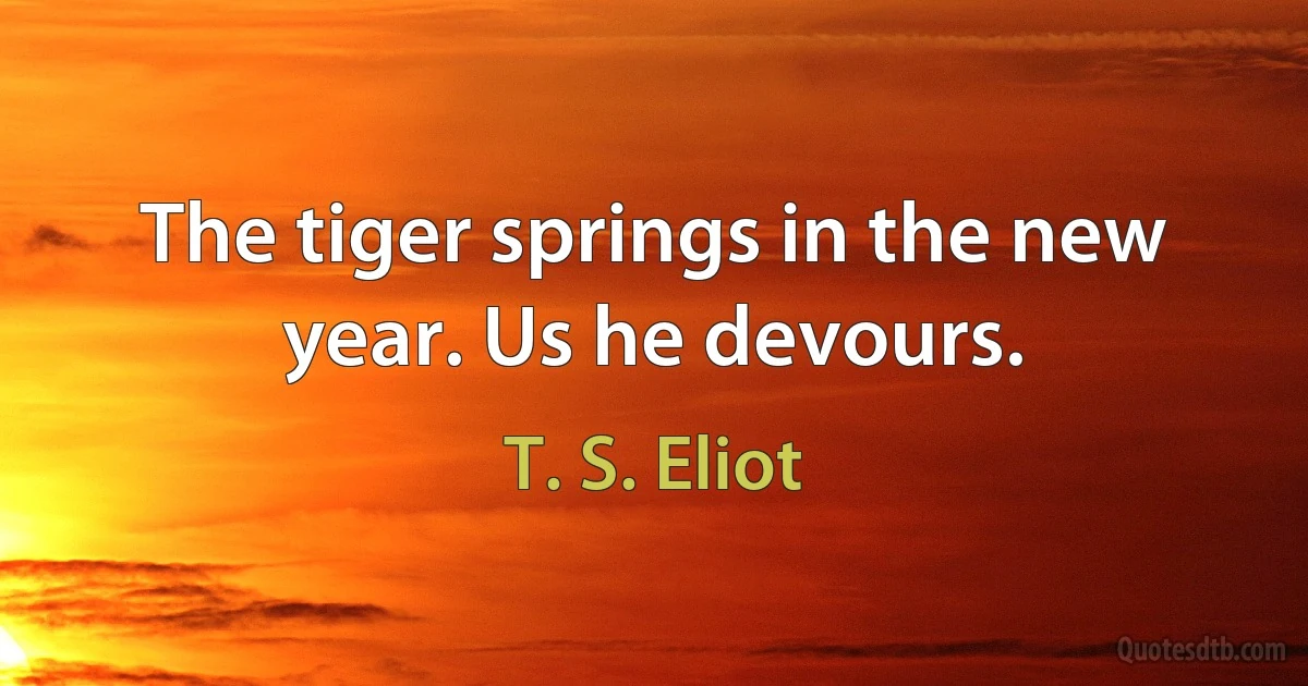 The tiger springs in the new year. Us he devours. (T. S. Eliot)