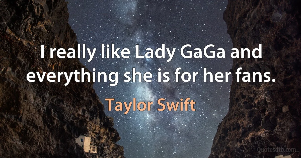 I really like Lady GaGa and everything she is for her fans. (Taylor Swift)