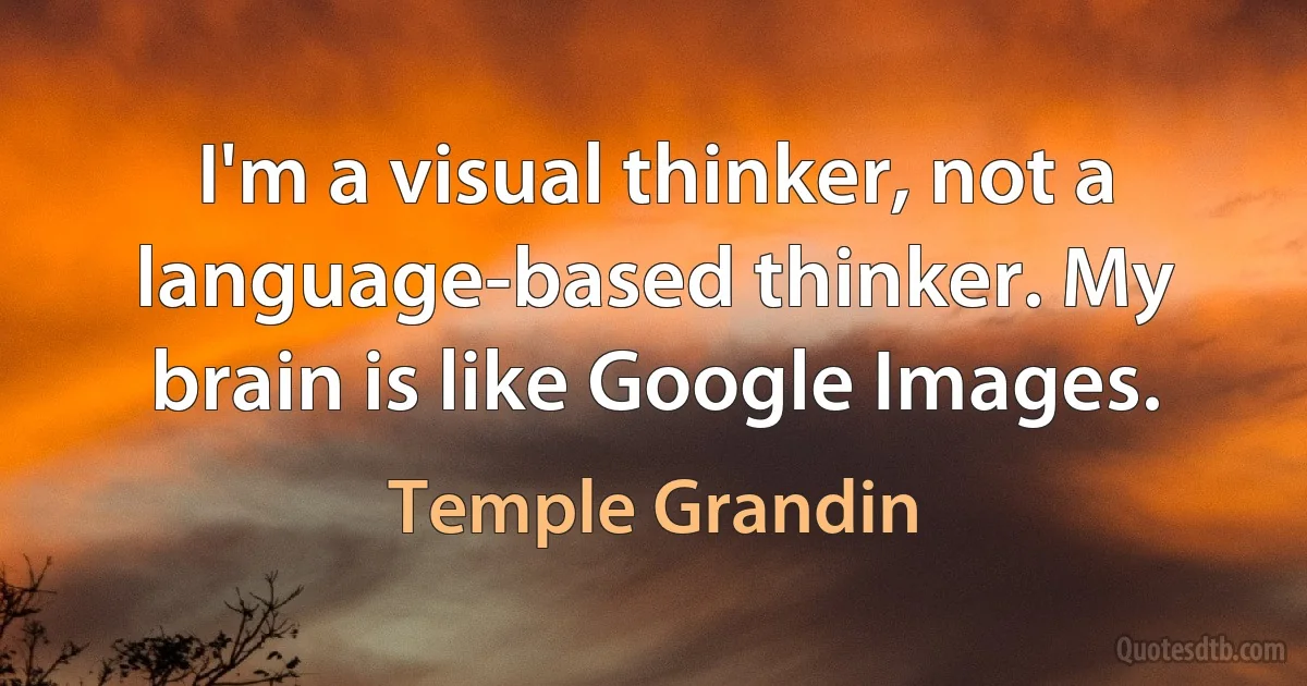 I'm a visual thinker, not a language-based thinker. My brain is like Google Images. (Temple Grandin)