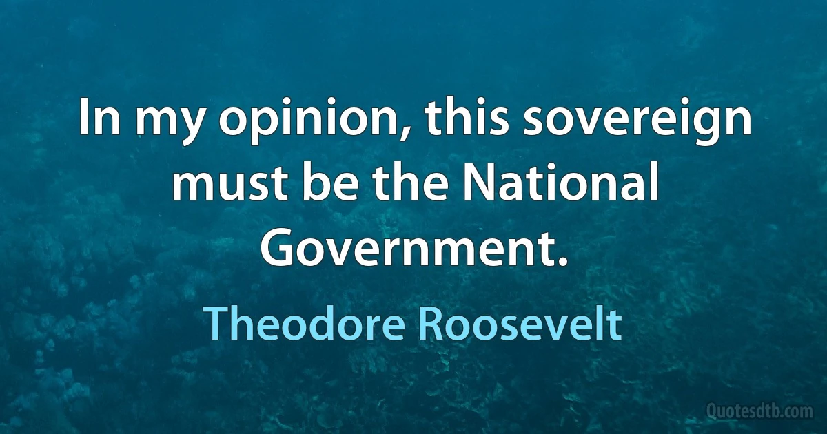 In my opinion, this sovereign must be the National Government. (Theodore Roosevelt)