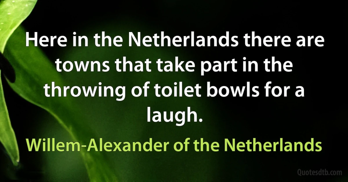 Here in the Netherlands there are towns that take part in the throwing of toilet bowls for a laugh. (Willem-Alexander of the Netherlands)