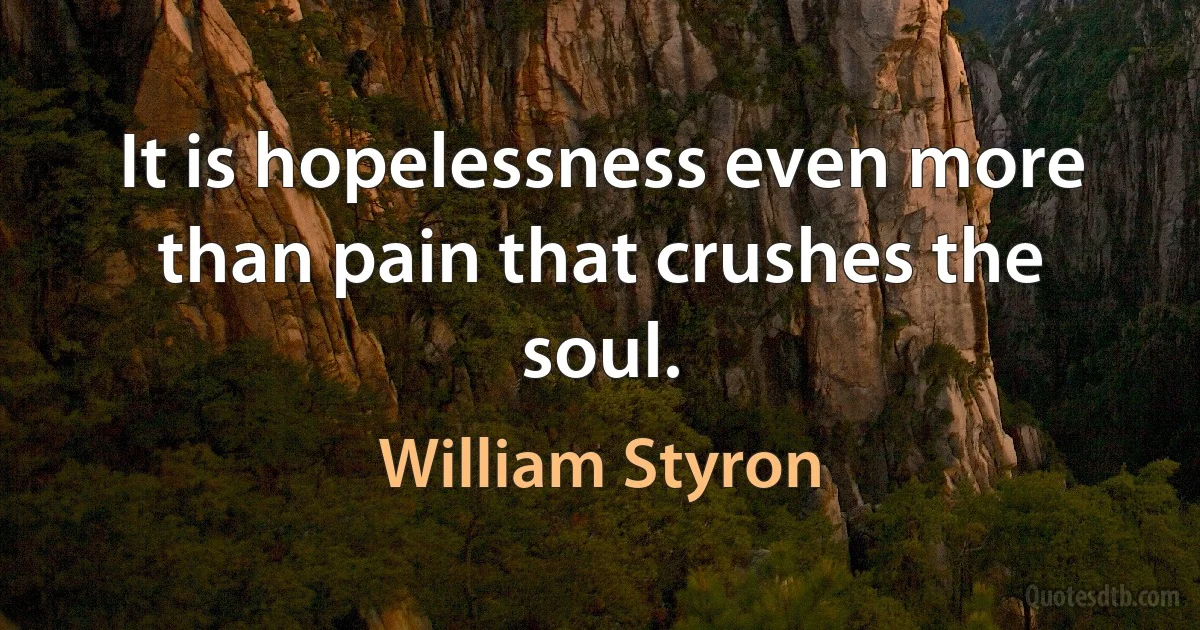 It is hopelessness even more than pain that crushes the soul. (William Styron)