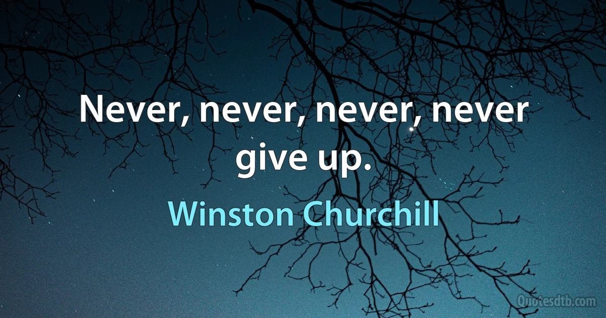 Never, never, never, never give up. (Winston Churchill)