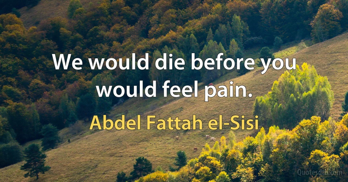 We would die before you would feel pain. (Abdel Fattah el-Sisi)