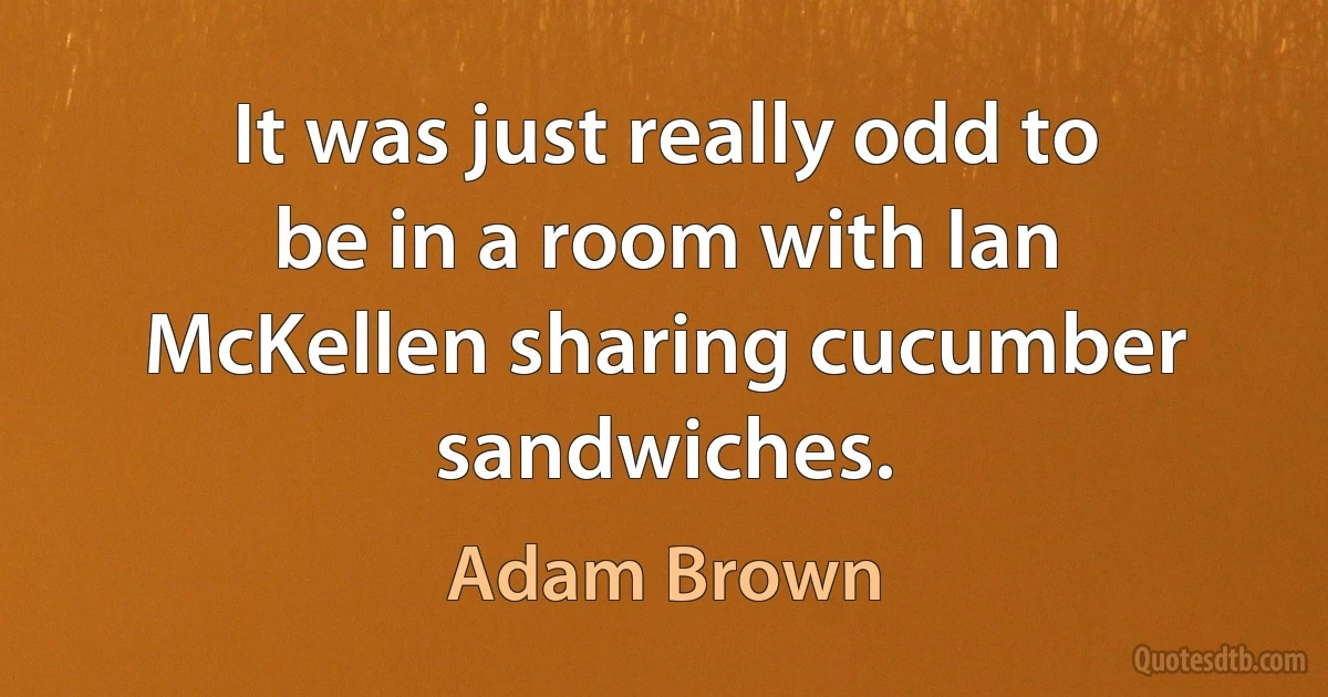 It was just really odd to be in a room with Ian McKellen sharing cucumber sandwiches. (Adam Brown)