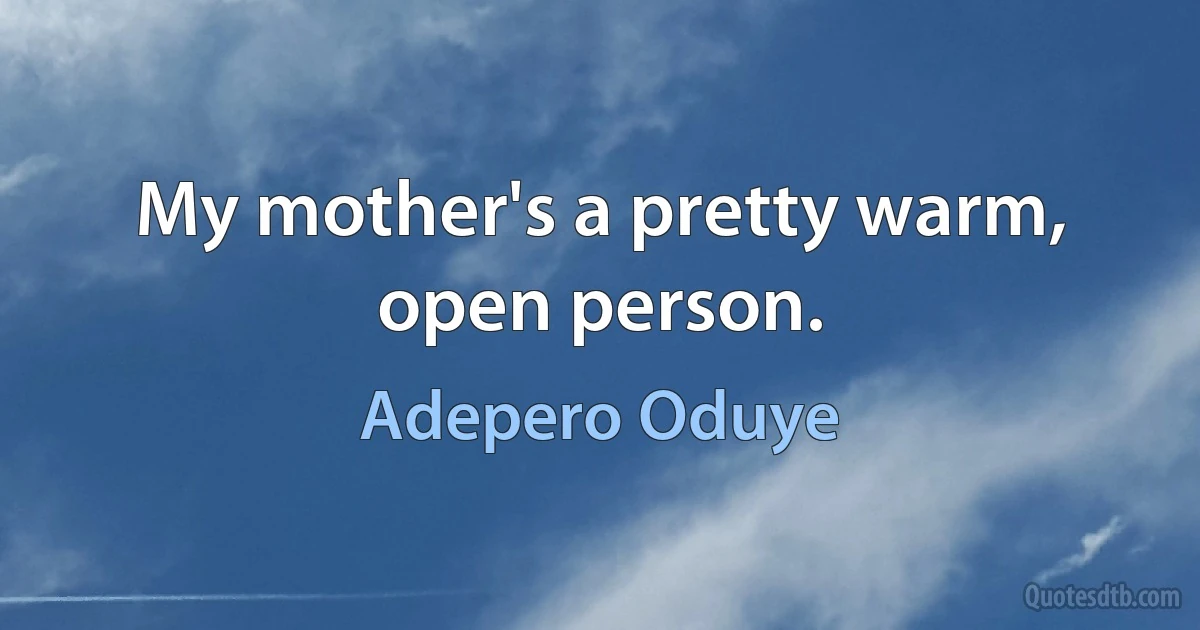 My mother's a pretty warm, open person. (Adepero Oduye)