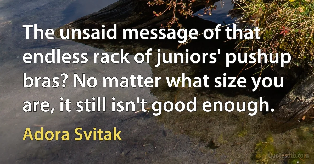 The unsaid message of that endless rack of juniors' pushup bras? No matter what size you are, it still isn't good enough. (Adora Svitak)