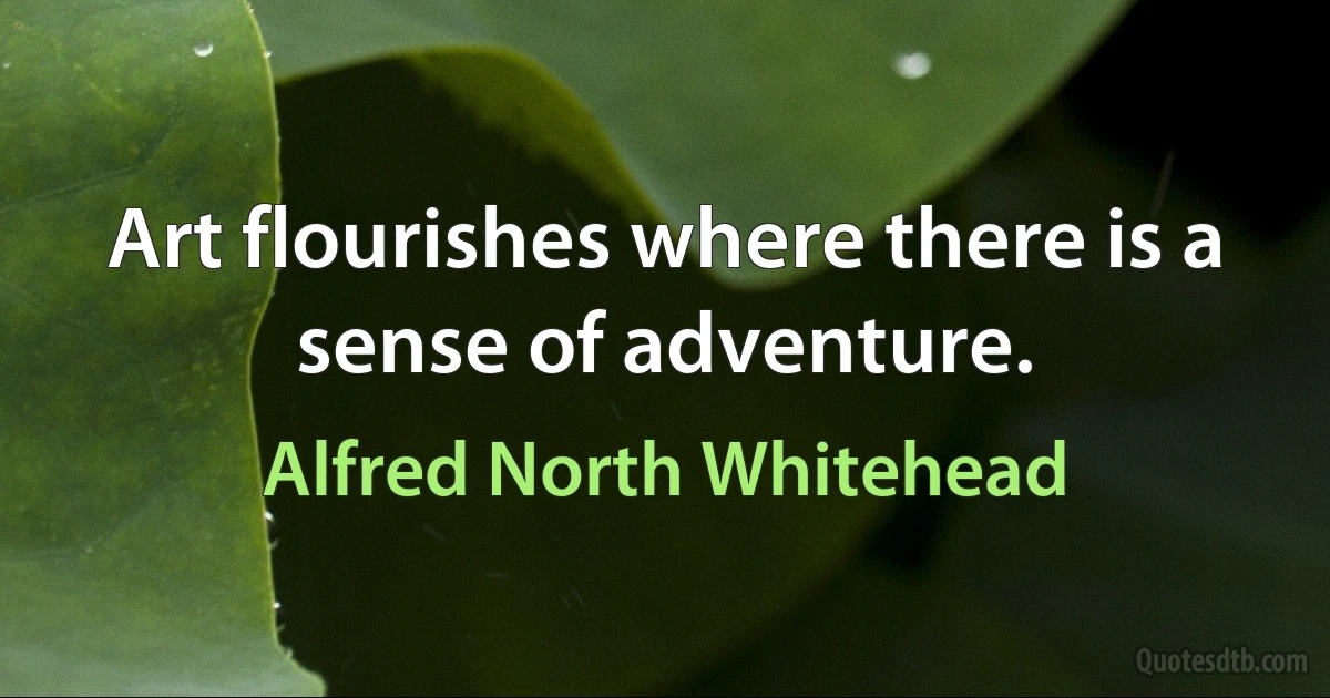 Art flourishes where there is a sense of adventure. (Alfred North Whitehead)