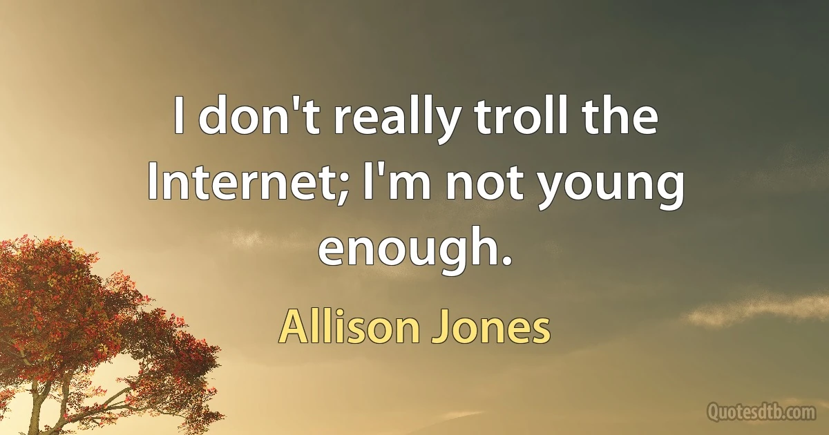 I don't really troll the Internet; I'm not young enough. (Allison Jones)