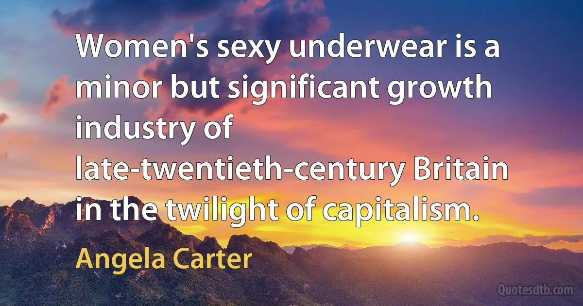 Women's sexy underwear is a minor but significant growth industry of late-twentieth-century Britain in the twilight of capitalism. (Angela Carter)