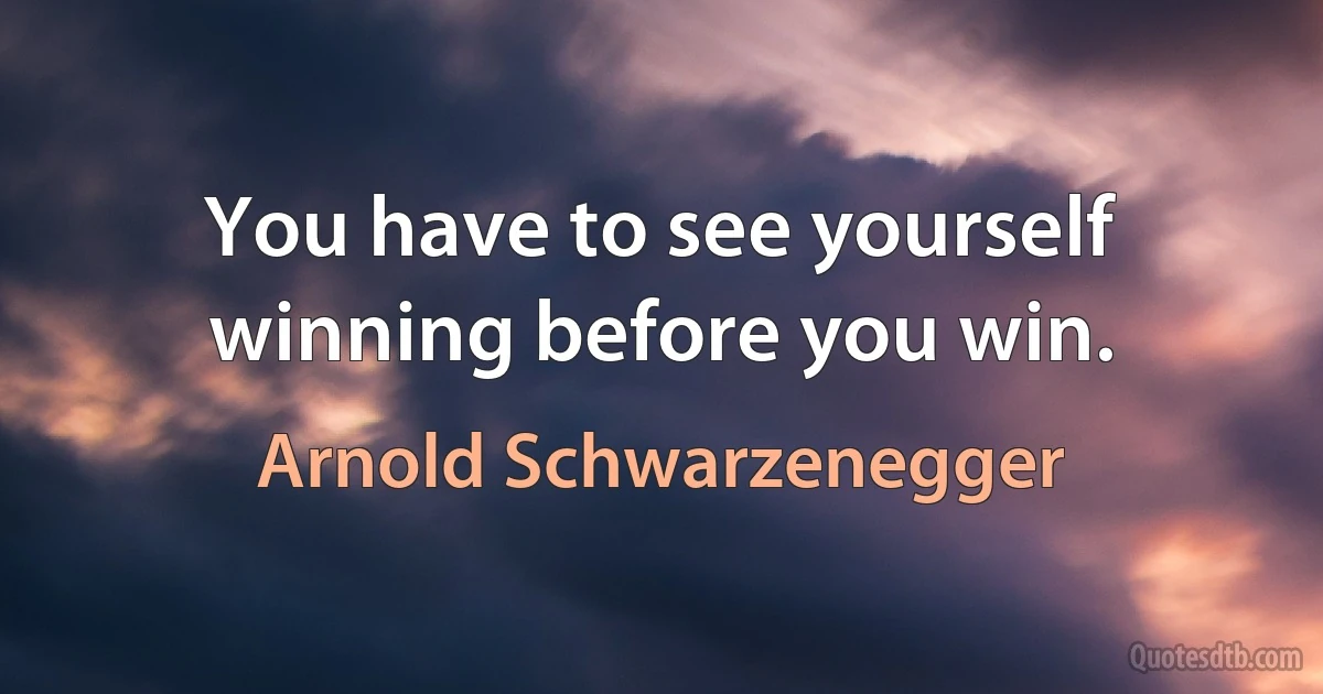 You have to see yourself winning before you win. (Arnold Schwarzenegger)