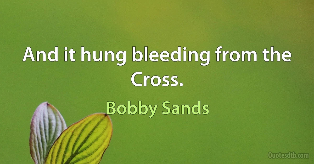 And it hung bleeding from the Cross. (Bobby Sands)