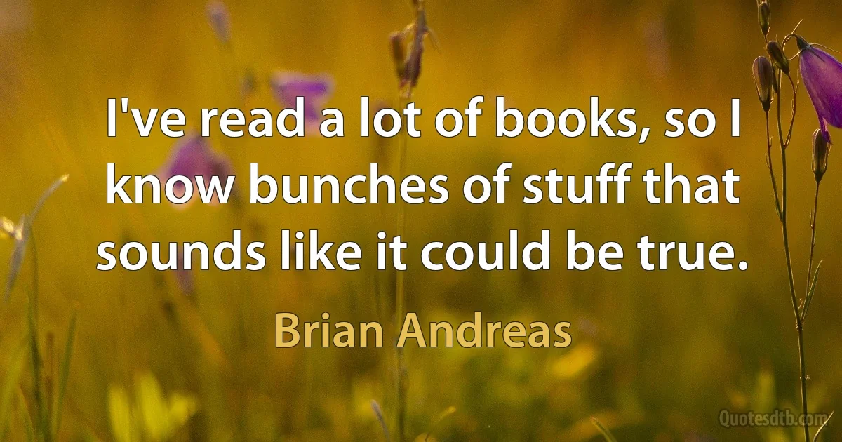 I've read a lot of books, so I know bunches of stuff that sounds like it could be true. (Brian Andreas)