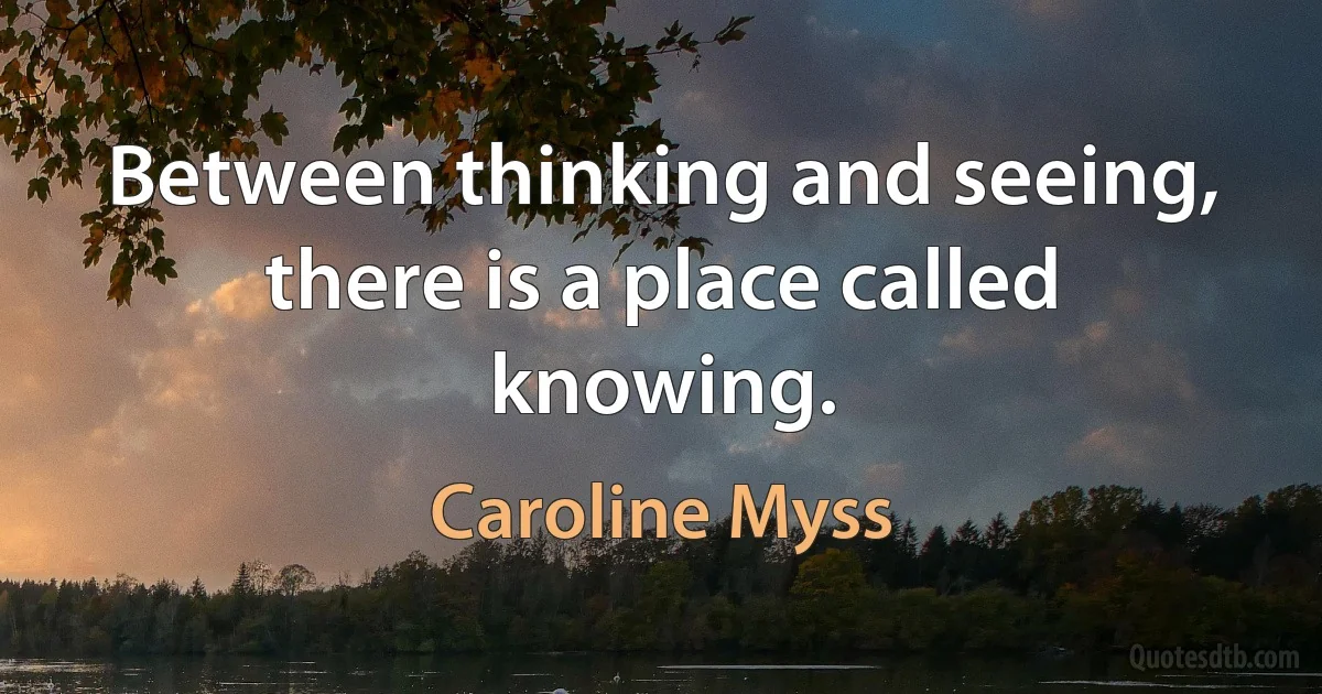 Between thinking and seeing, there is a place called knowing. (Caroline Myss)