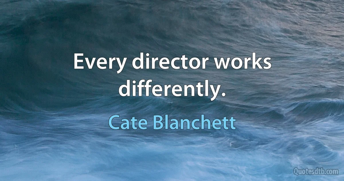 Every director works differently. (Cate Blanchett)