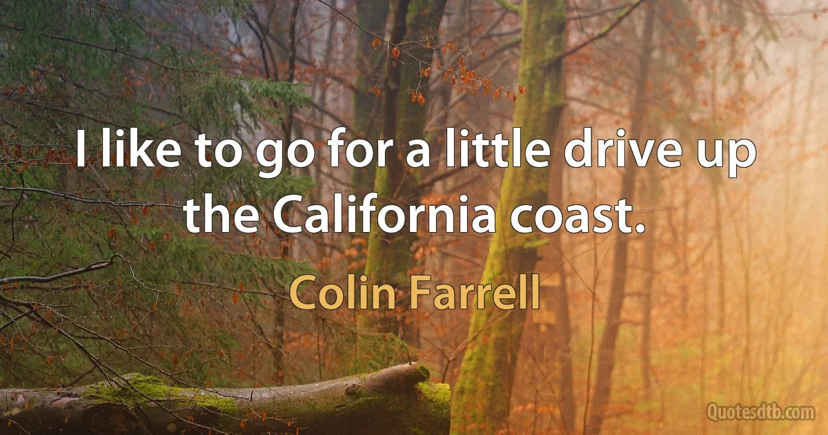 I like to go for a little drive up the California coast. (Colin Farrell)