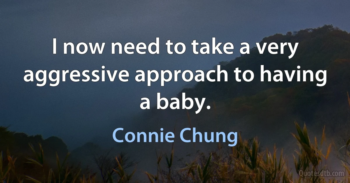 I now need to take a very aggressive approach to having a baby. (Connie Chung)