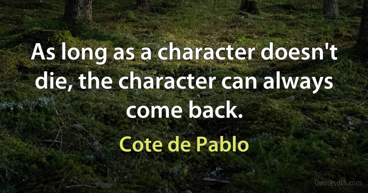 As long as a character doesn't die, the character can always come back. (Cote de Pablo)