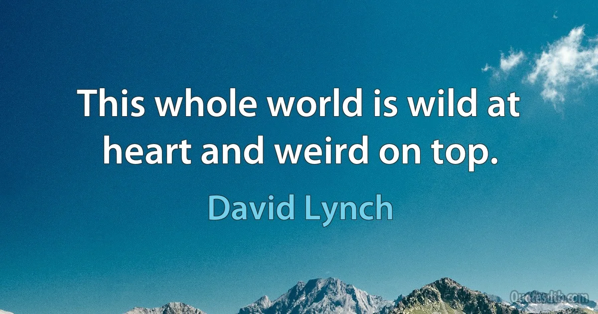 This whole world is wild at heart and weird on top. (David Lynch)