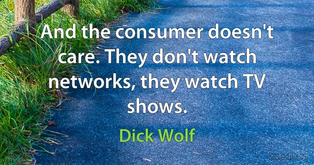 And the consumer doesn't care. They don't watch networks, they watch TV shows. (Dick Wolf)