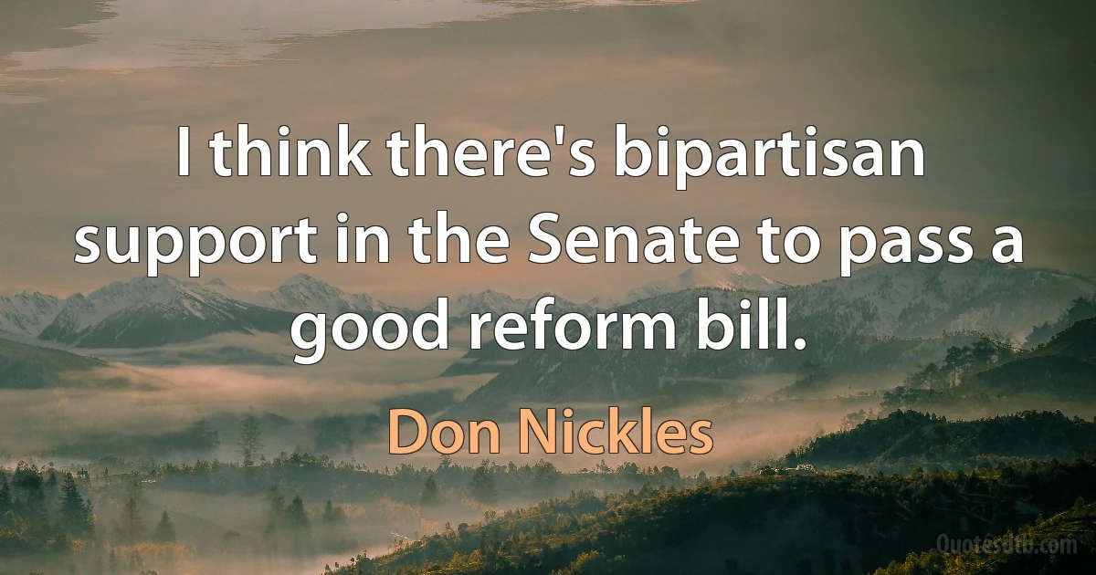 I think there's bipartisan support in the Senate to pass a good reform bill. (Don Nickles)