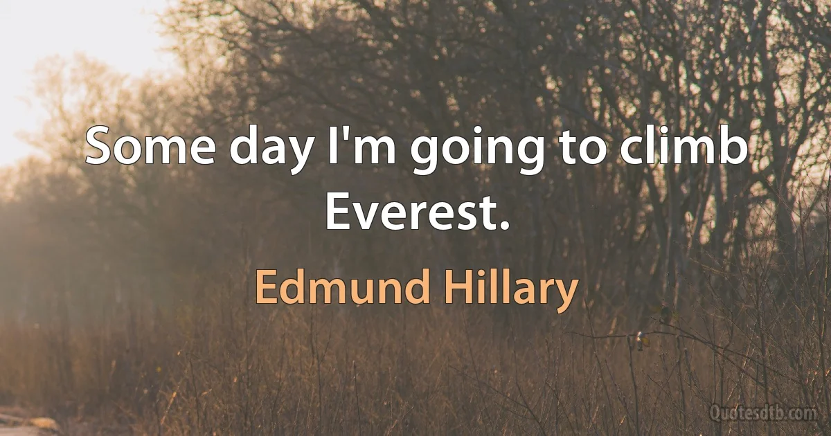 Some day I'm going to climb Everest. (Edmund Hillary)