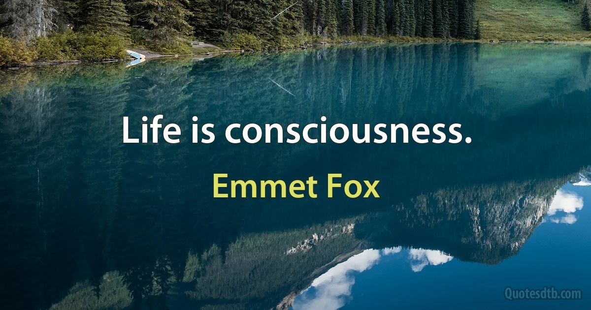 Life is consciousness. (Emmet Fox)