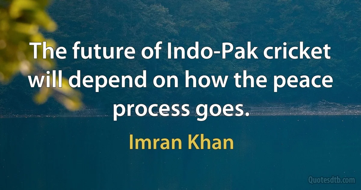 The future of Indo-Pak cricket will depend on how the peace process goes. (Imran Khan)