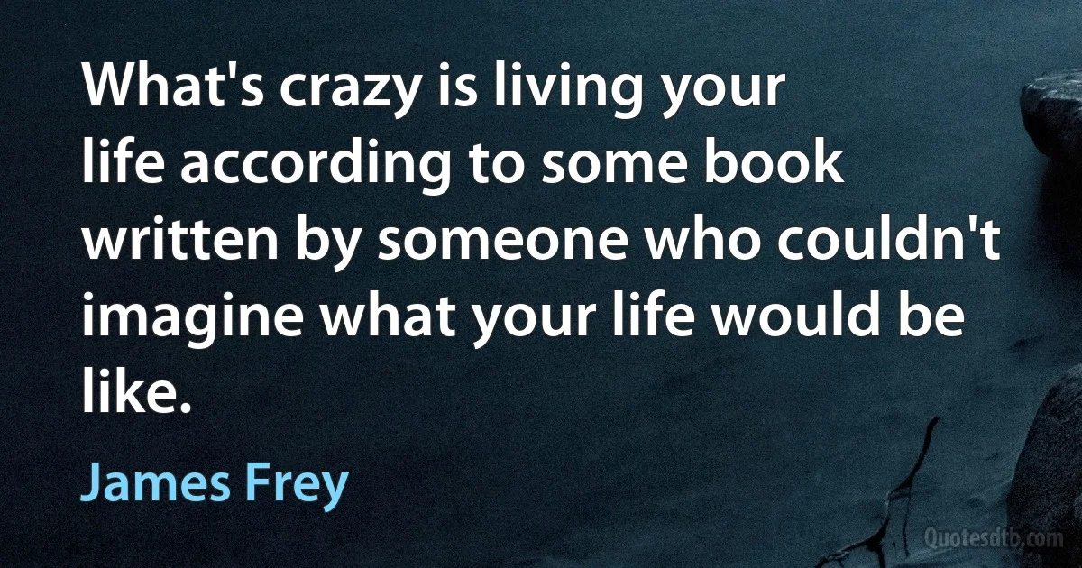 What's crazy is living your life according to some book written by someone who couldn't imagine what your life would be like. (James Frey)