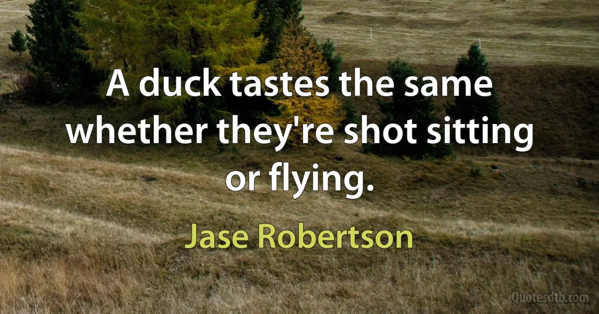 A duck tastes the same whether they're shot sitting or flying. (Jase Robertson)