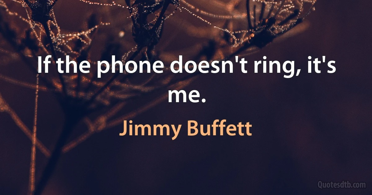 If the phone doesn't ring, it's me. (Jimmy Buffett)