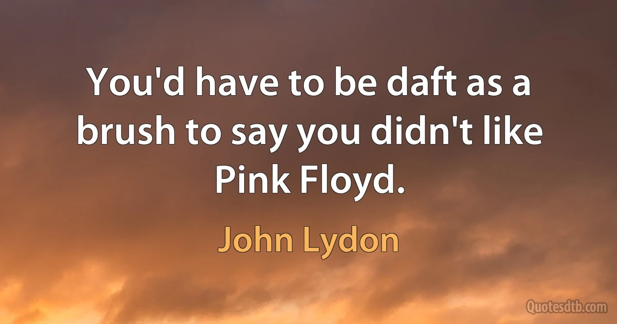 You'd have to be daft as a brush to say you didn't like Pink Floyd. (John Lydon)