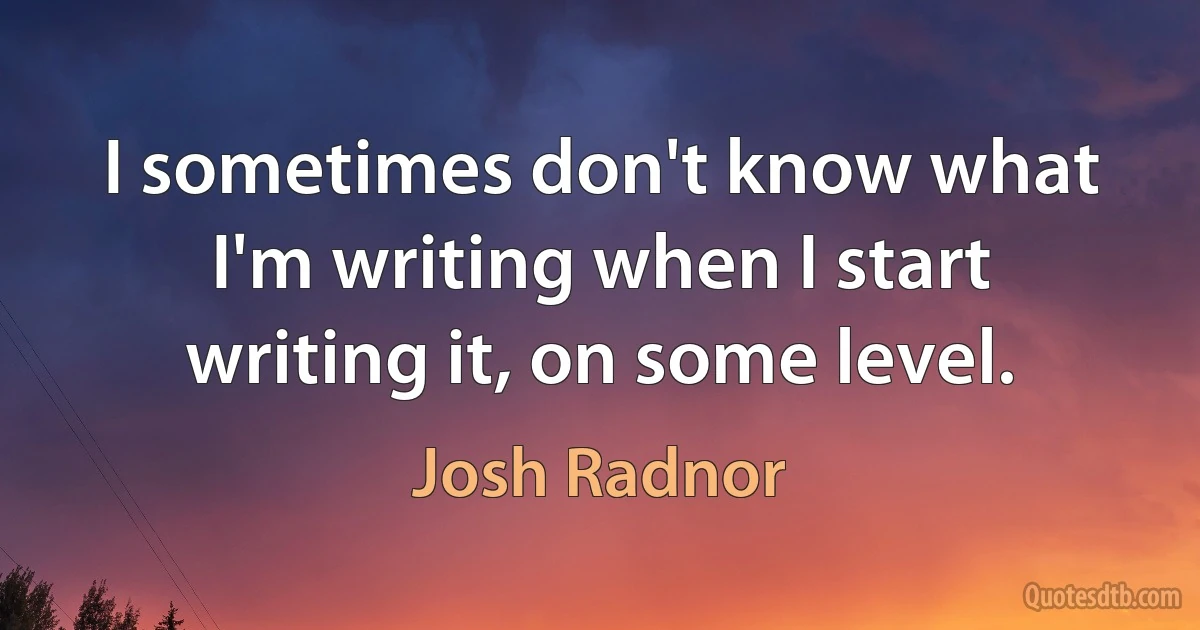 I sometimes don't know what I'm writing when I start writing it, on some level. (Josh Radnor)