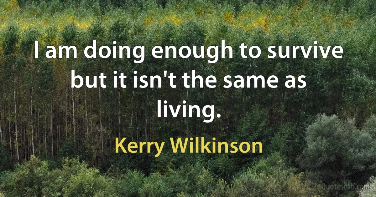 I am doing enough to survive but it isn't the same as living. (Kerry Wilkinson)