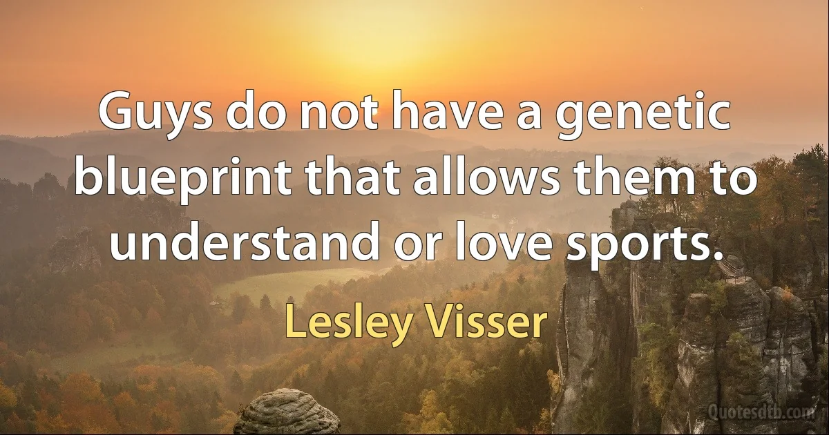 Guys do not have a genetic blueprint that allows them to understand or love sports. (Lesley Visser)