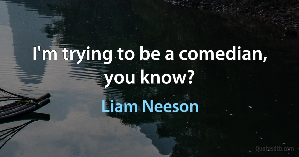 I'm trying to be a comedian, you know? (Liam Neeson)