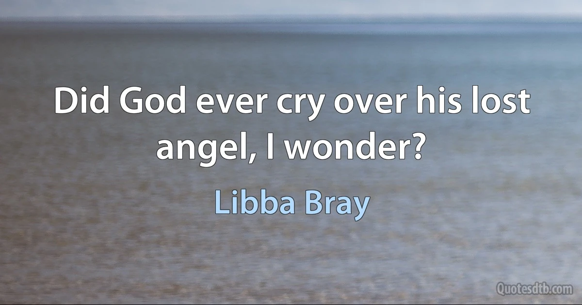 Did God ever cry over his lost angel, I wonder? (Libba Bray)