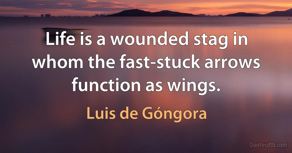 Life is a wounded stag in whom the fast-stuck arrows function as wings. (Luis de Góngora)