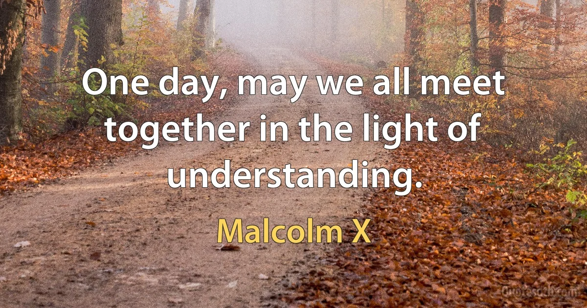 One day, may we all meet together in the light of understanding. (Malcolm X)