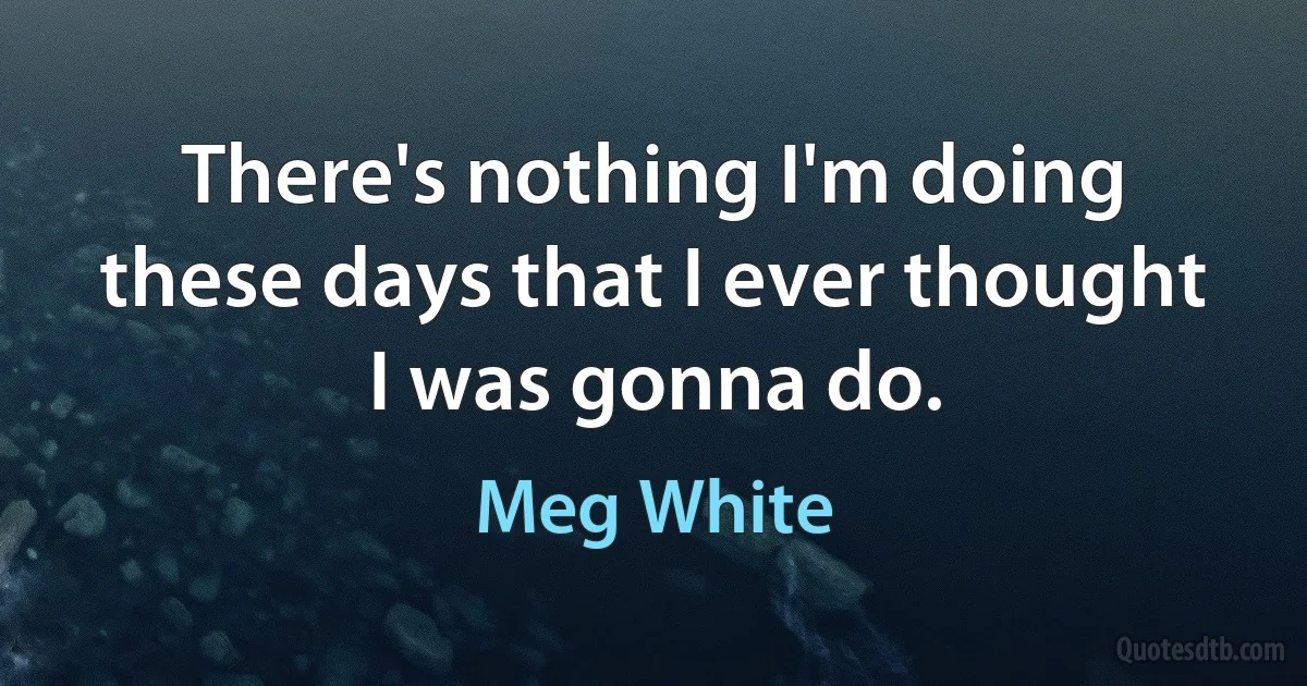 There's nothing I'm doing these days that I ever thought I was gonna do. (Meg White)