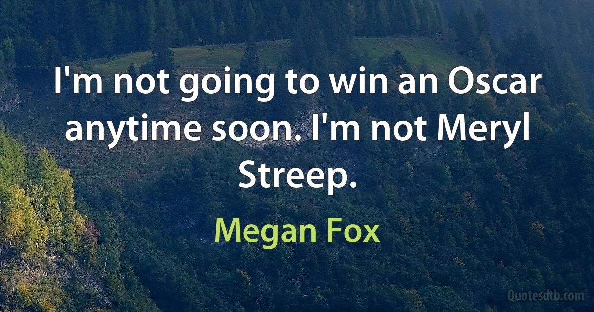 I'm not going to win an Oscar anytime soon. I'm not Meryl Streep. (Megan Fox)