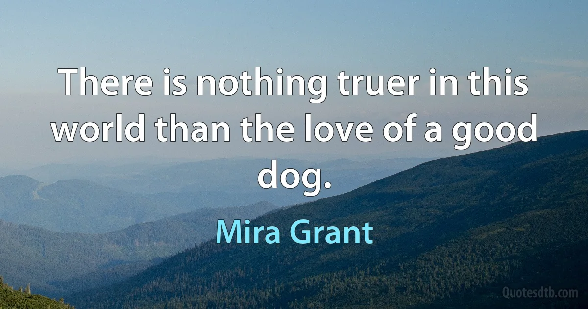 There is nothing truer in this world than the love of a good dog. (Mira Grant)