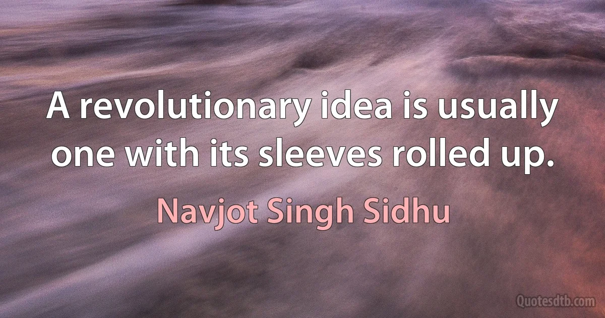 A revolutionary idea is usually one with its sleeves rolled up. (Navjot Singh Sidhu)