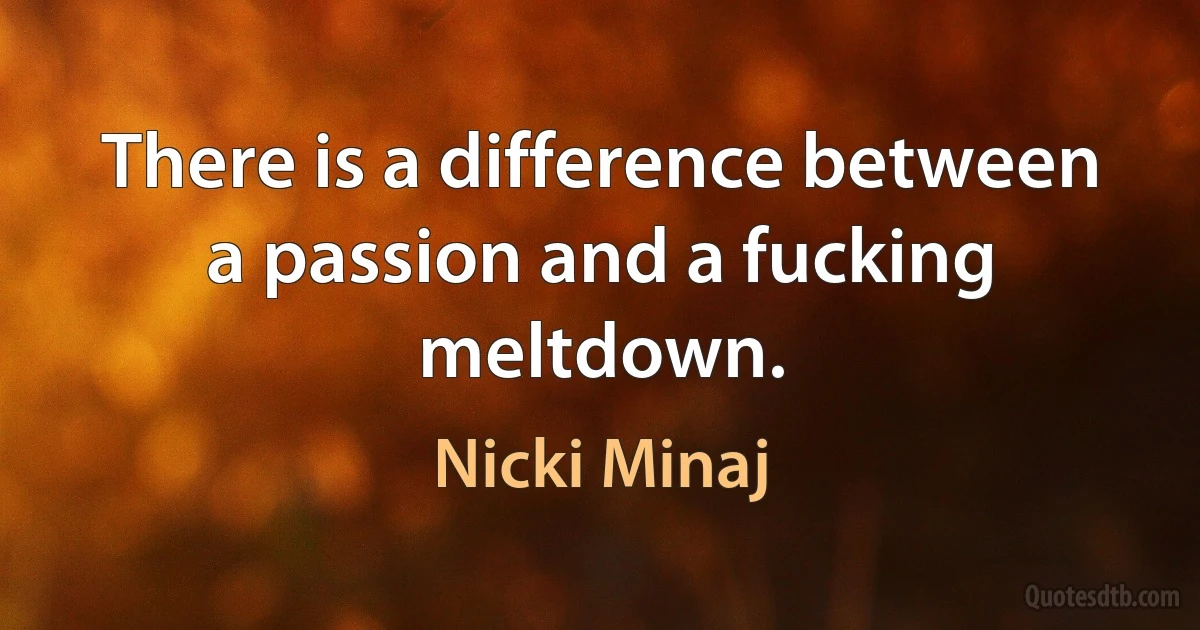 There is a difference between a passion and a fucking meltdown. (Nicki Minaj)