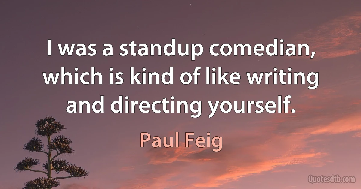 I was a standup comedian, which is kind of like writing and directing yourself. (Paul Feig)